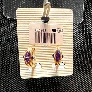 Hoop Amethyst Gold Plated Earrings